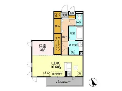 カーサ フェリーチェ(1LDK/1階)の間取り写真