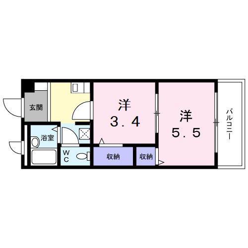 フィネス中屋敷(2K/1階)の間取り写真