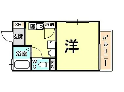 ジヴェルニー甲子園(1K/1階)の間取り写真