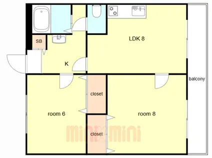 ヴィ フォレストII(2LDK/1階)の間取り写真