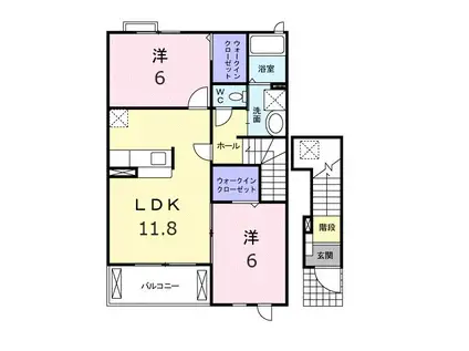 ロイヤルスクウェア 一宮V(2LDK/2階)の間取り写真