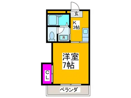 フローラコート(1K/3階)の間取り写真