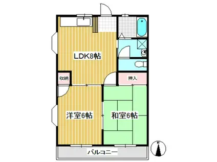 コーポ鉢の木(2DK/2階)の間取り写真