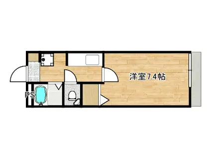 ドミール・S(1K/1階)の間取り写真