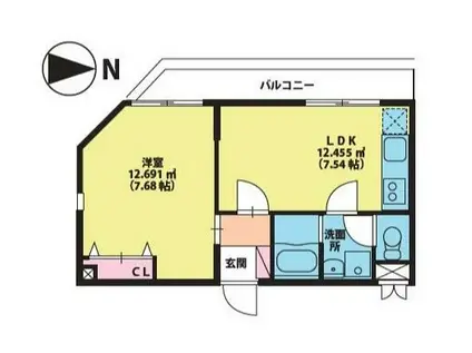スマートヴィラ川崎(1LDK/1階)の間取り写真