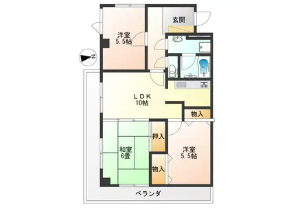 プラザ神町(3LDK/5階)の間取り写真