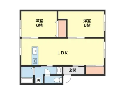 セジュール三浦(2LDK/1階)の間取り写真