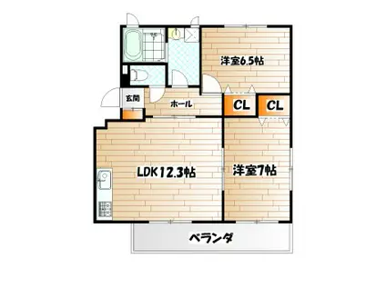 プリム ローズ(2LDK/2階)の間取り写真