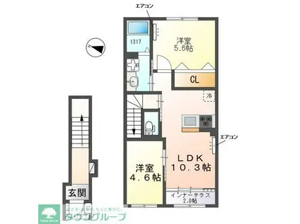  柏市柏 アパート(2LDK/2階)の間取り写真