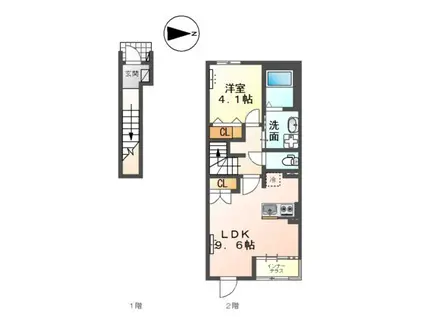 ヴェルジェX(1LDK/2階)の間取り写真