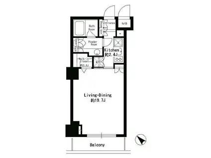 パークルージュ赤坂檜町(1K/2階)の間取り写真