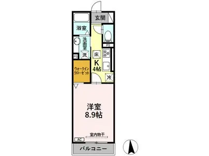 パーチェ黒野(1K/1階)の間取り写真