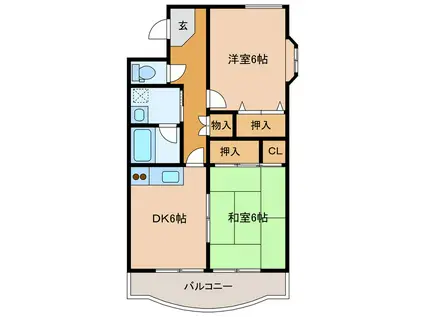ＪＲ東海道本線 浜松駅 徒歩12分 4階建 築38年(2DK/2階)の間取り写真