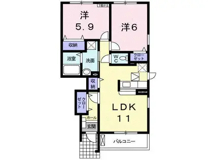エムワカマツA(2LDK/1階)の間取り写真