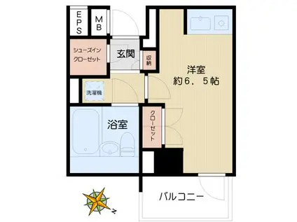 リビオレゾン小石川(ワンルーム/6階)の間取り写真