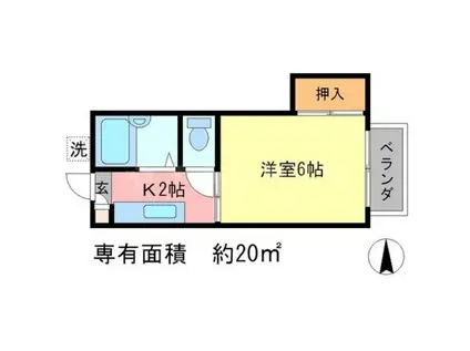 メガロンフィリア(1K/2階)の間取り写真