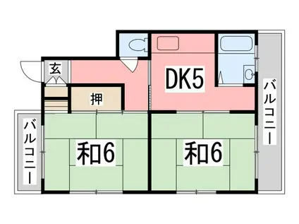 京口セントラルハイツ(2DK/2階)の間取り写真