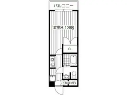 ONE ROOF FLAT NISHINOMIYA旧プレジール阪神(1K/7階)の間取り写真