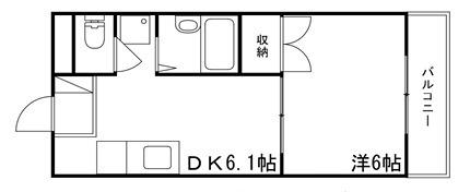 コーポラス城北(1DK/3階)の間取り写真