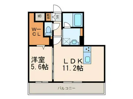 サンシャインタワー陣原(1LDK/5階)の間取り写真