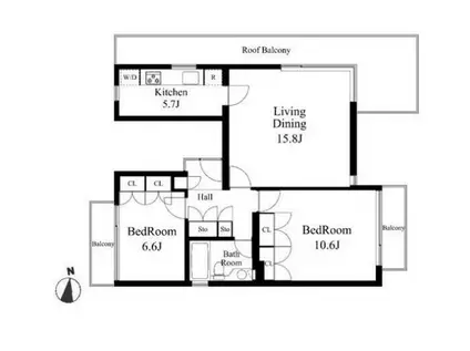 パシフィックハウス池尻(2LDK/3階)の間取り写真