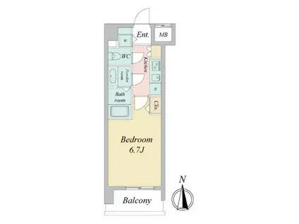 ドゥーエ蒲田(1K/6階)の間取り写真