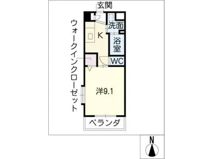 ラフィネ大安B棟(1K/2階)の間取り写真