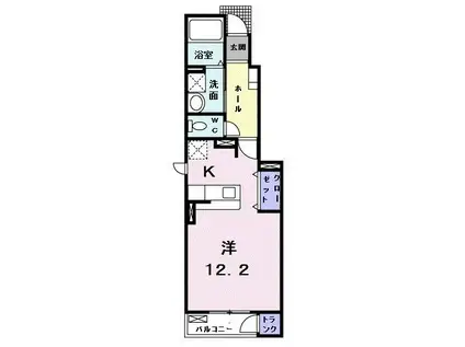 デフィI(ワンルーム/1階)の間取り写真