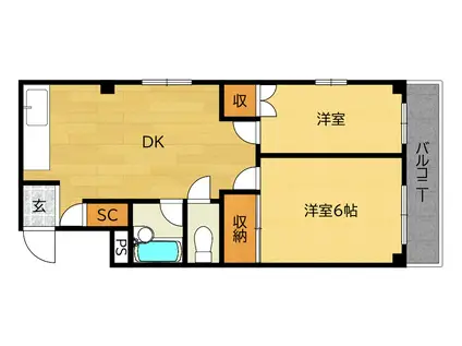 MEZON KASENO(2DK/4階)の間取り写真