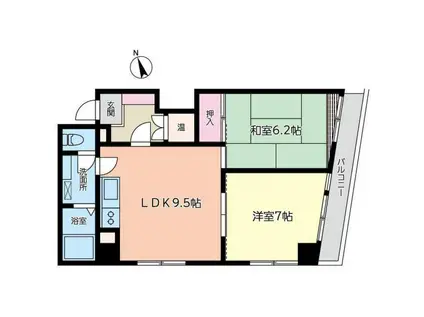 AINA LEA VILLA(2LDK/6階)の間取り写真