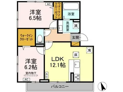 ハナミズキ A棟(2LDK/1階)の間取り写真
