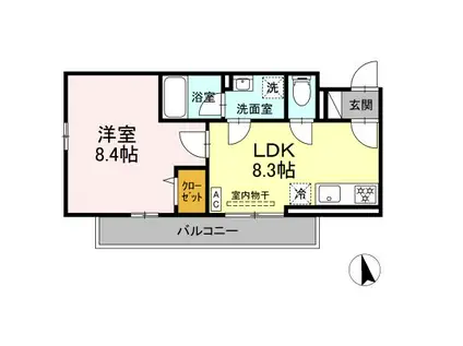 マエストロ(1LDK/3階)の間取り写真