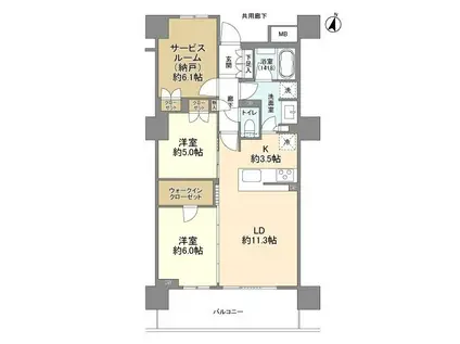 大宮スカイ&スクエア ザ・タワー(2SLDK/20階)の間取り写真