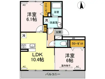 ROSE MANSIONII(2LDK/2階)の間取り写真