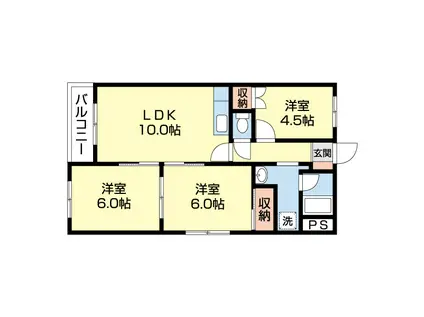 ミナミハイツ(3LDK/2階)の間取り写真