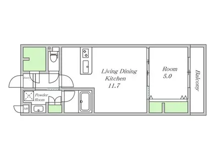 エスタジオ針中野(1LDK/2階)の間取り写真