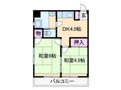 新横浜ハイツ(2DK/2階)の間取り写真