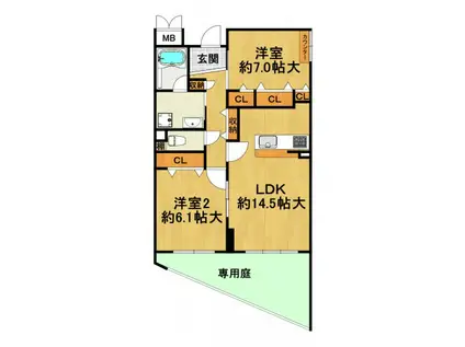 FLOREAR潮江(1SLDK/1階)の間取り写真