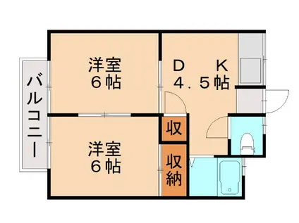 谷原ハイツ(2DK/2階)の間取り写真