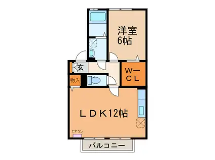 カメリアI・II(1LDK/1階)の間取り写真