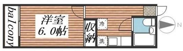 Kハイツ山田(1K/2階)の間取り写真