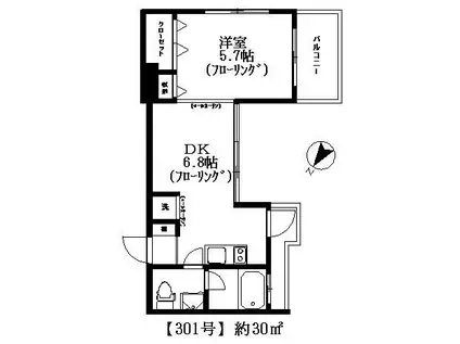 TAS目黒三田レジデンス(1DK/3階)の間取り写真