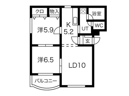 ミヤビタウン B(2LDK/3階)の間取り写真