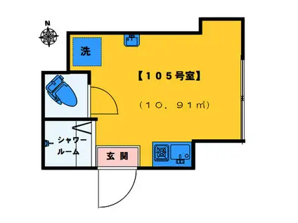 アーバンプレイス新宿若松町(ワンルーム/1階)の間取り写真