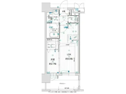 グランフォーレ千早プレミア(1LDK/6階)の間取り写真