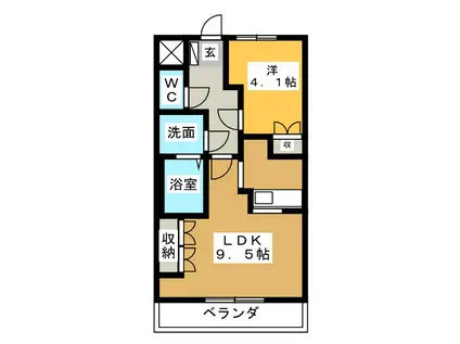 メルヴェーユ(1LDK/1階)の間取り写真
