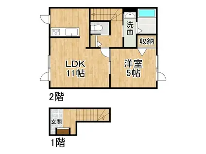 FOURNIR(1LDK/2階)の間取り写真