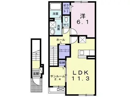 セントポーリアA(1LDK/2階)の間取り写真
