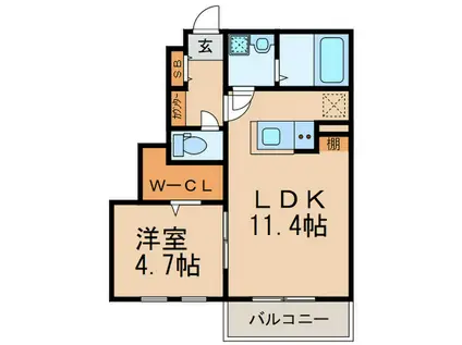 レソナ南福岡(1LDK/2階)の間取り写真
