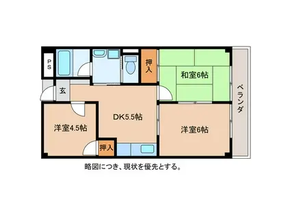 TWINAVENUE(3DK/1階)の間取り写真